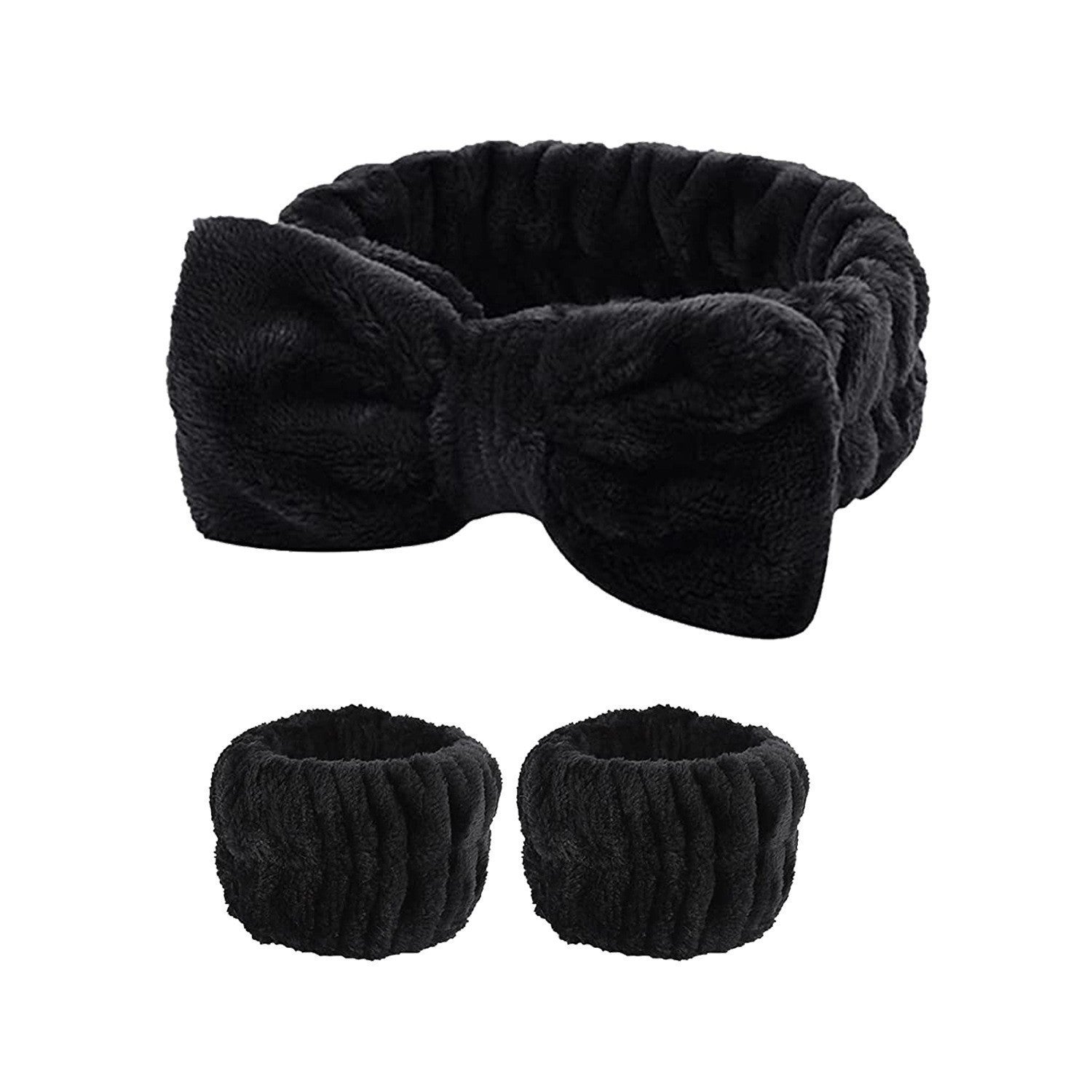 Wash face headband waterproof wrist strap set butterfly bow simple headband wrist 3-piece set