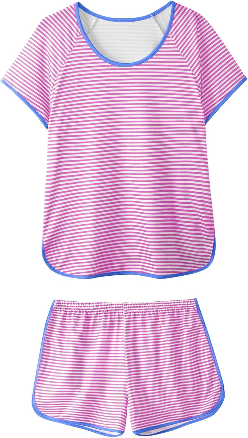 Hilinker Womens Sexy Pajama Set Ruched Lace Trim Cami and Shorts Summer Cute Pjs 2 Piece