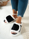 Fuzzy Open Toe Flats Slippers