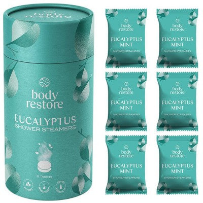 Body Restore Shower Steamers with 100% Natural Essential Oil Eucalyptus & Mint 6ct - New